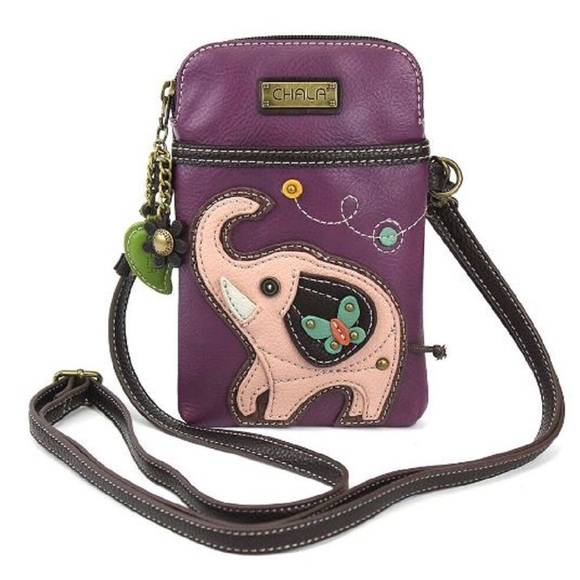 Chala Elephant Cell Phone Crossbody Bag Small Convertible Purse Purple New
